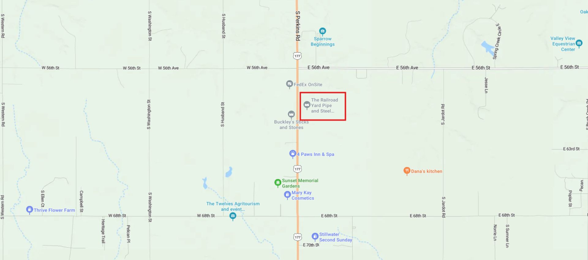 Map to The Railroad Yard In Stillwater Ok